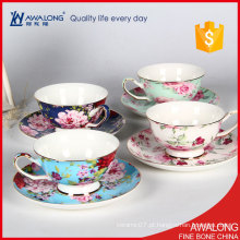 Café belos copos de chá / moderno chá de xícaras florais / alta qualidade xícaras de café elegante da China